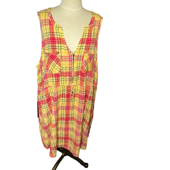 Torrid Mini Challis Vneck Zip-Front Shirt plaid Dress 5X 28 spring summer - Picture 2 of 5